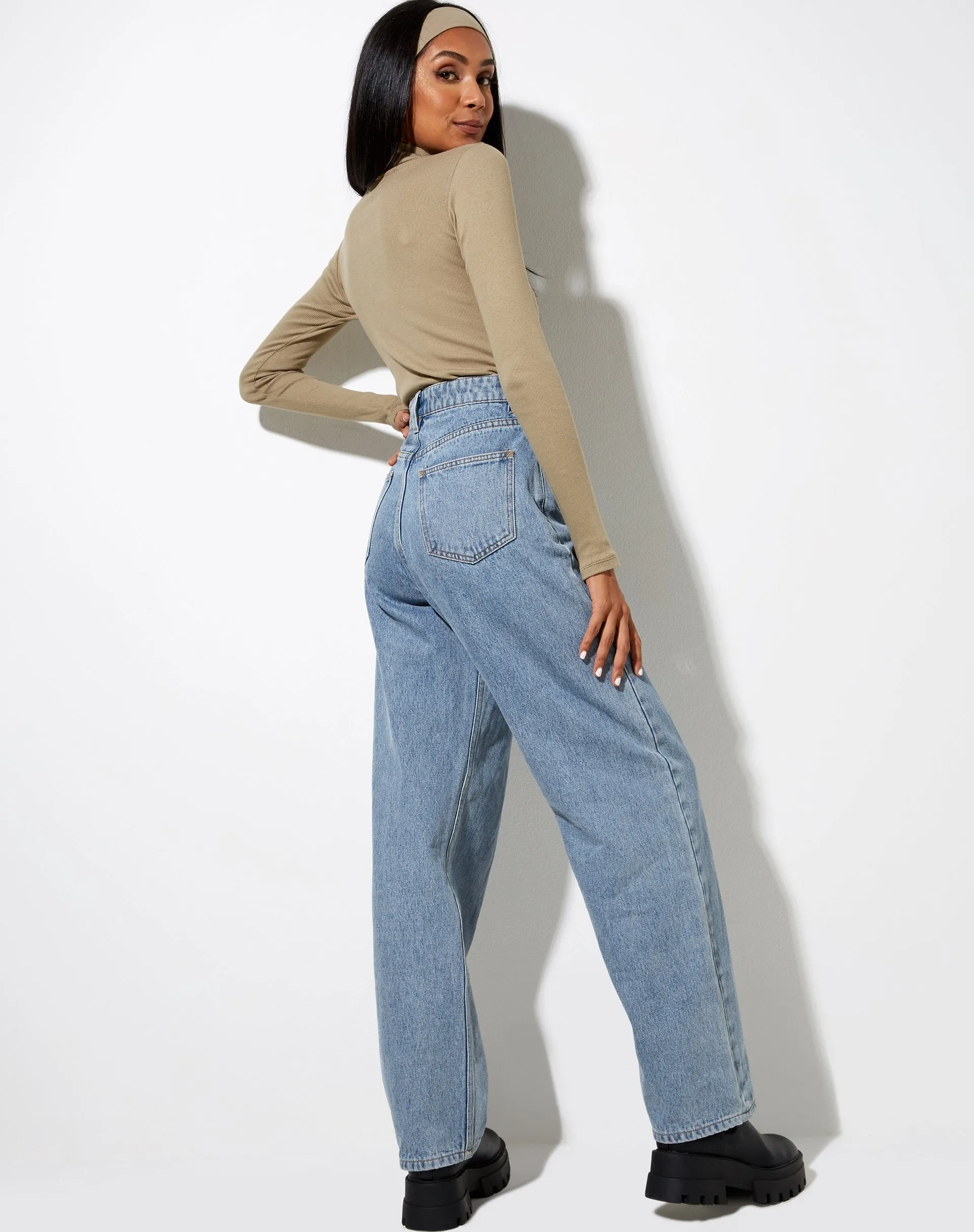 Matri Long Sleeve Top in Rib Eucalyptus sold by Motel Rocks product image thumbnail 2