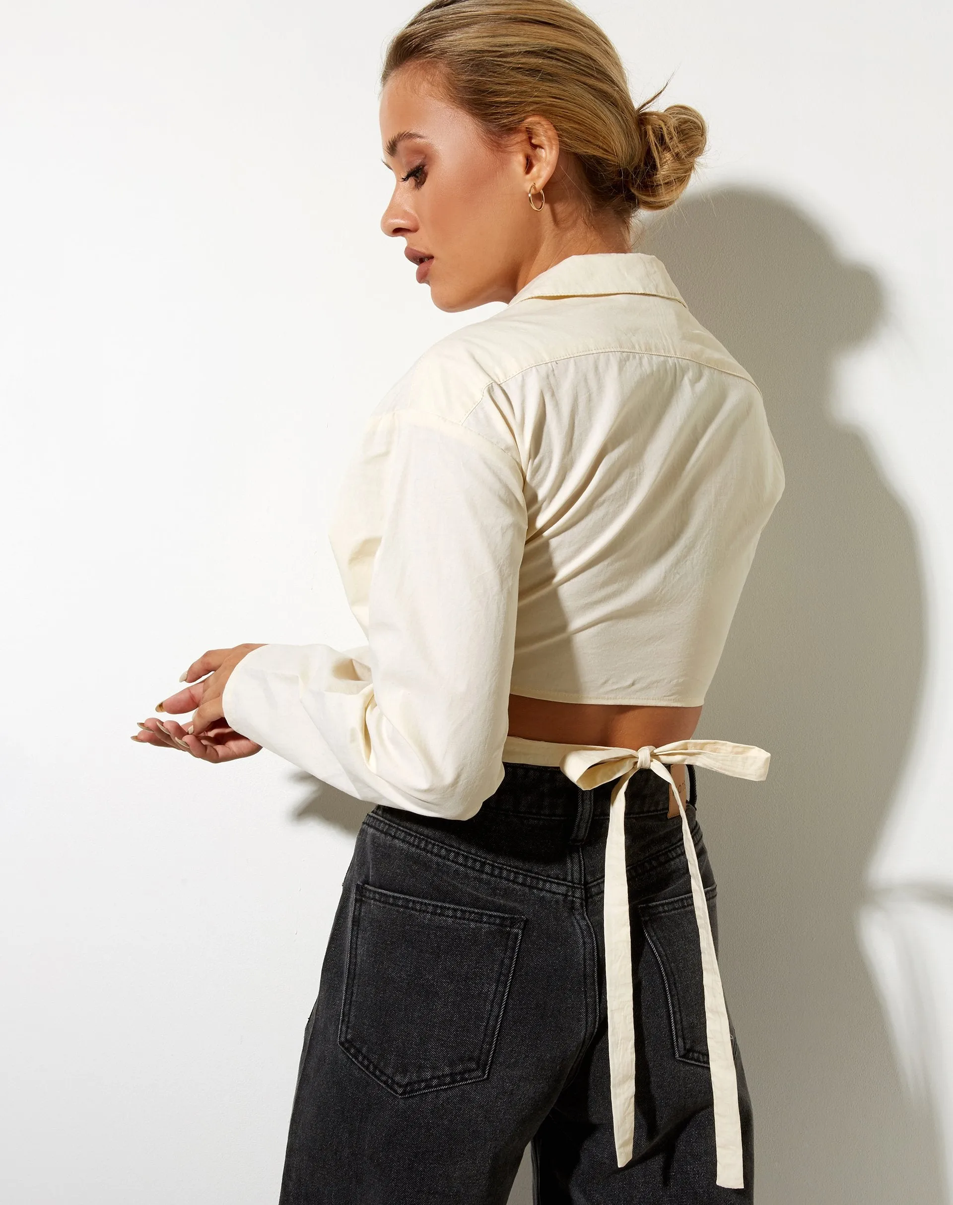 Elyse Crop Top in Buttercream sold by Motel Rocks product image thumbnail 2