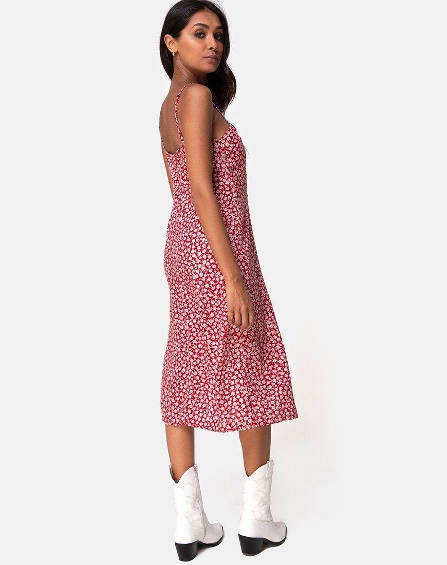 Kaoya Midi Dress in Ditsy Rose Red sold by Motel Rocks product image thumbnail 4