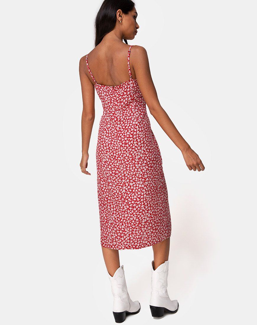 Kaoya Midi Dress in Ditsy Rose Red sold by Motel Rocks product image thumbnail 2