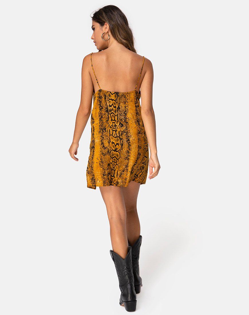 Datista Slip Dress in Snake Mustard sold by Motel Rocks product image thumbnail 4
