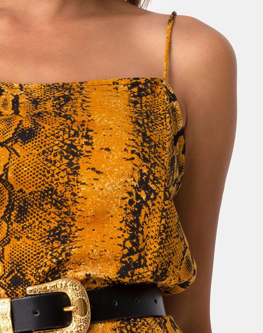 Datista Slip Dress in Snake Mustard sold by Motel Rocks product image thumbnail 5