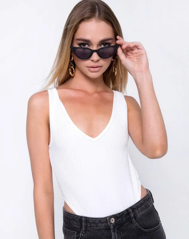 Pina Bodice in Multi Rib Ivory sold by Motel Rocks