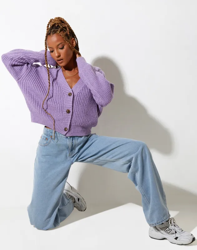 Faya Cardigan in Knit Purple made by Motel Rocks