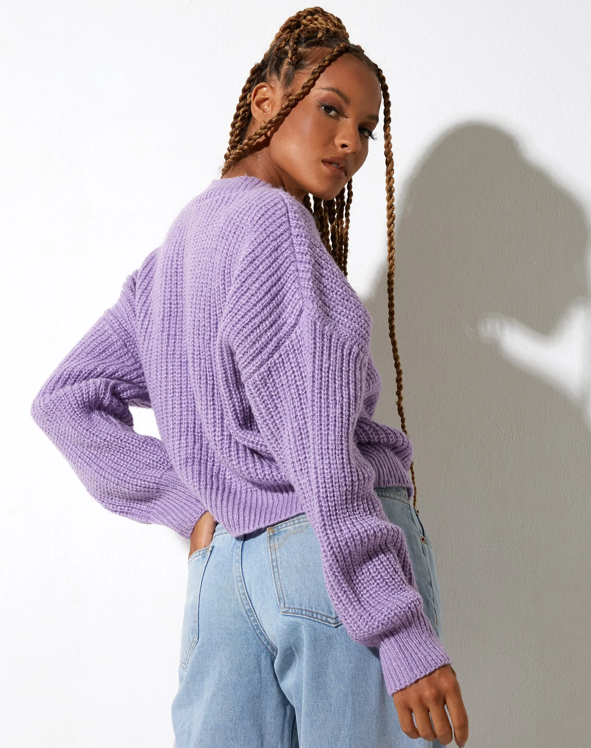 Faya Cardigan in Knit Purple sold by Motel Rocks product image thumbnail 2