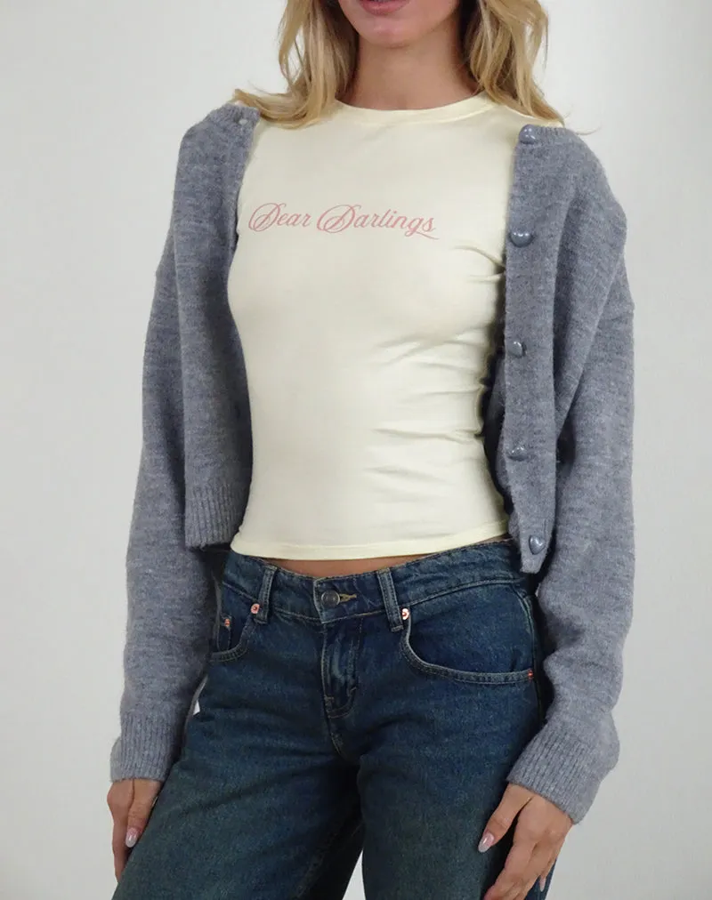 Sutin Tee in Buttermilk with Dear Darlings Print sold by Motel Rocks product image thumbnail 2