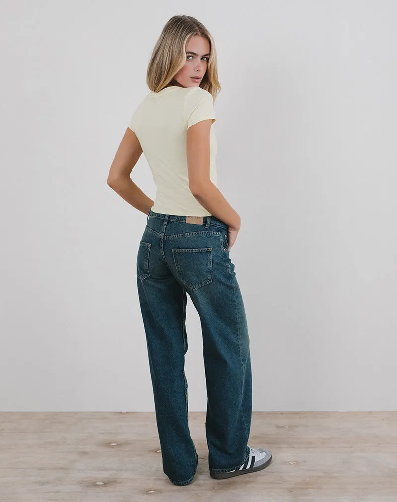 Sutin Tee in Buttermilk with Dear Darlings Print sold by Motel Rocks product image thumbnail 4