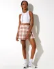 Carga Mini Skirt in Check Ecru and Pink sold by Motel Rocks