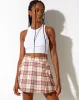 Carga Mini Skirt in Check Ecru and Pink sold by Motel Rocks