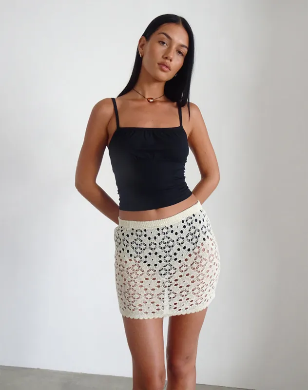 Jovita Mini Skirt in Crochet Buttercream sold by Motel Rocks