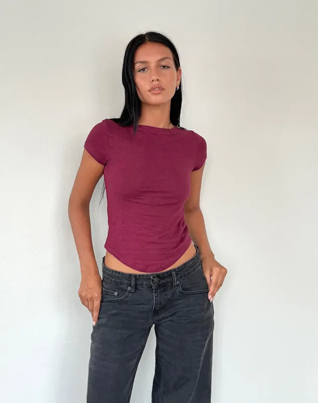Jojes Jersey Tee in Burgundy sold by Motel Rocks