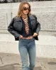 Gadar Jacket in PU Black sold by Motel Rocks