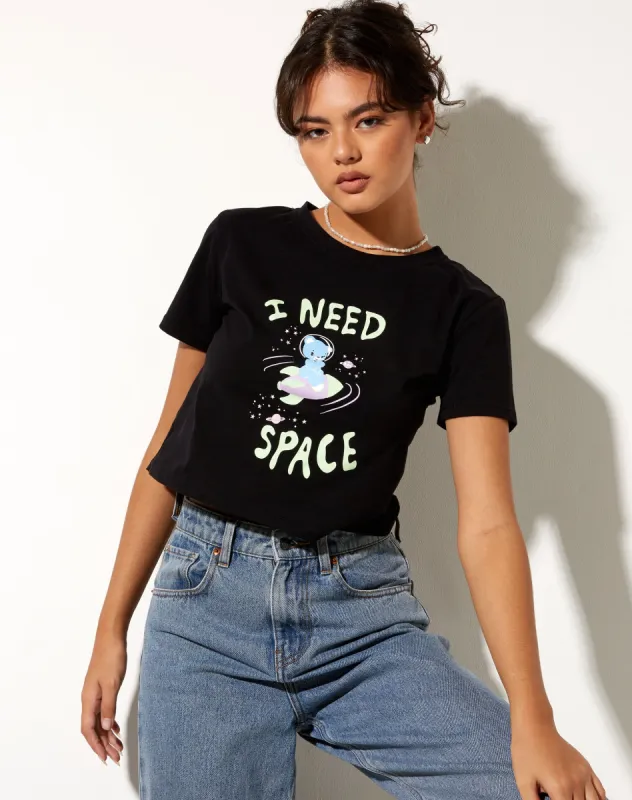 Shrunk Tee in Black I Need Space sold by Motel Rocks