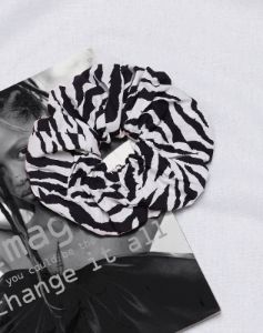 XL Scrunchie in 90's Zebra sold by Motel Rocks