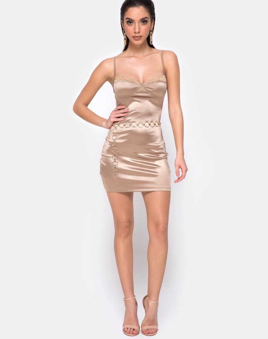 Lesty Bodycon Dress in Gold sold by Motel Rocks product image thumbnail 3