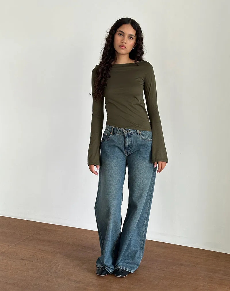 Lunica Top in Tissue Jersey Olive sold by Motel Rocks product image thumbnail 2