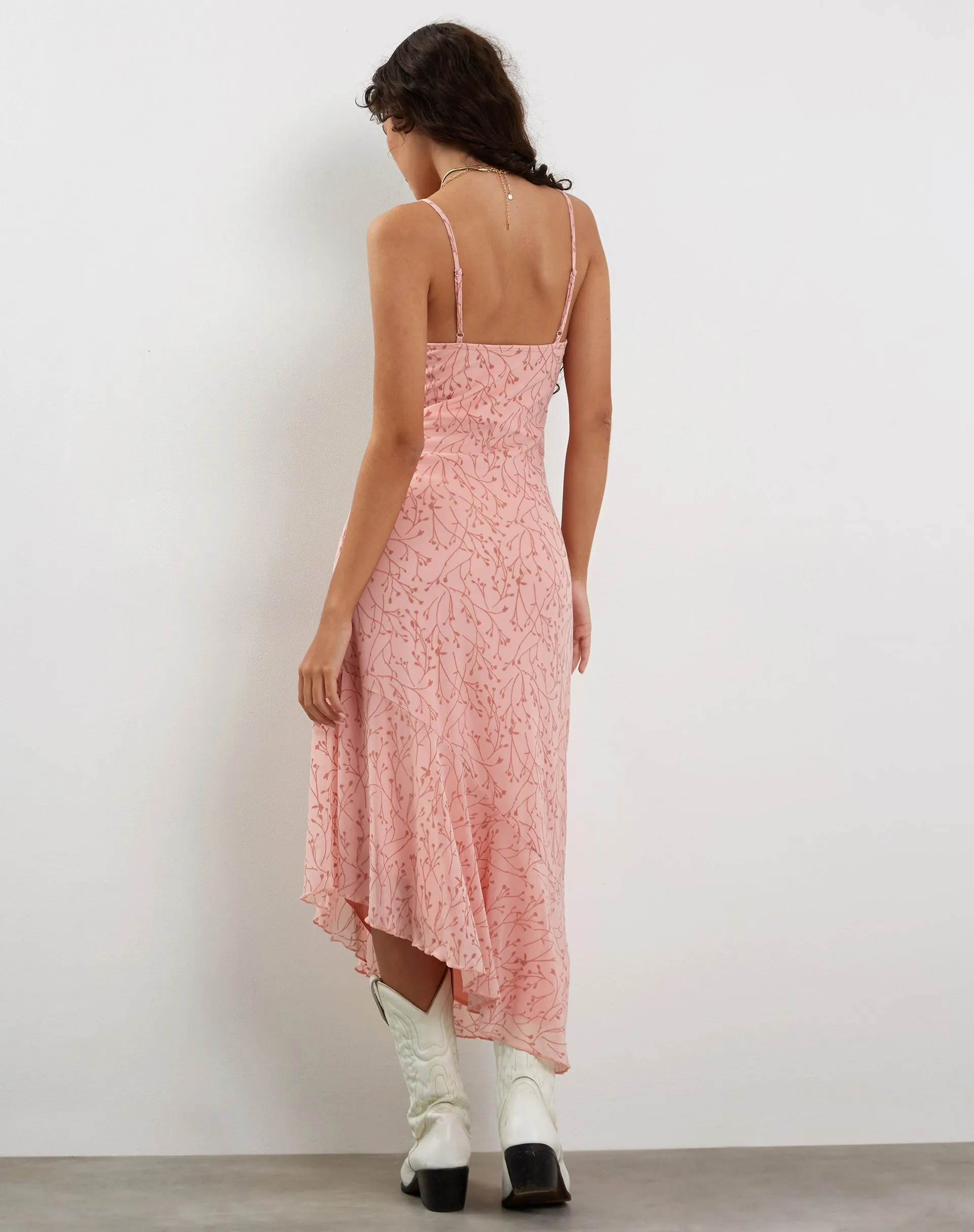 Kavala Asymmetric Midi Dress in Shadow Floral Pink sold by Motel Rocks product image thumbnail 5