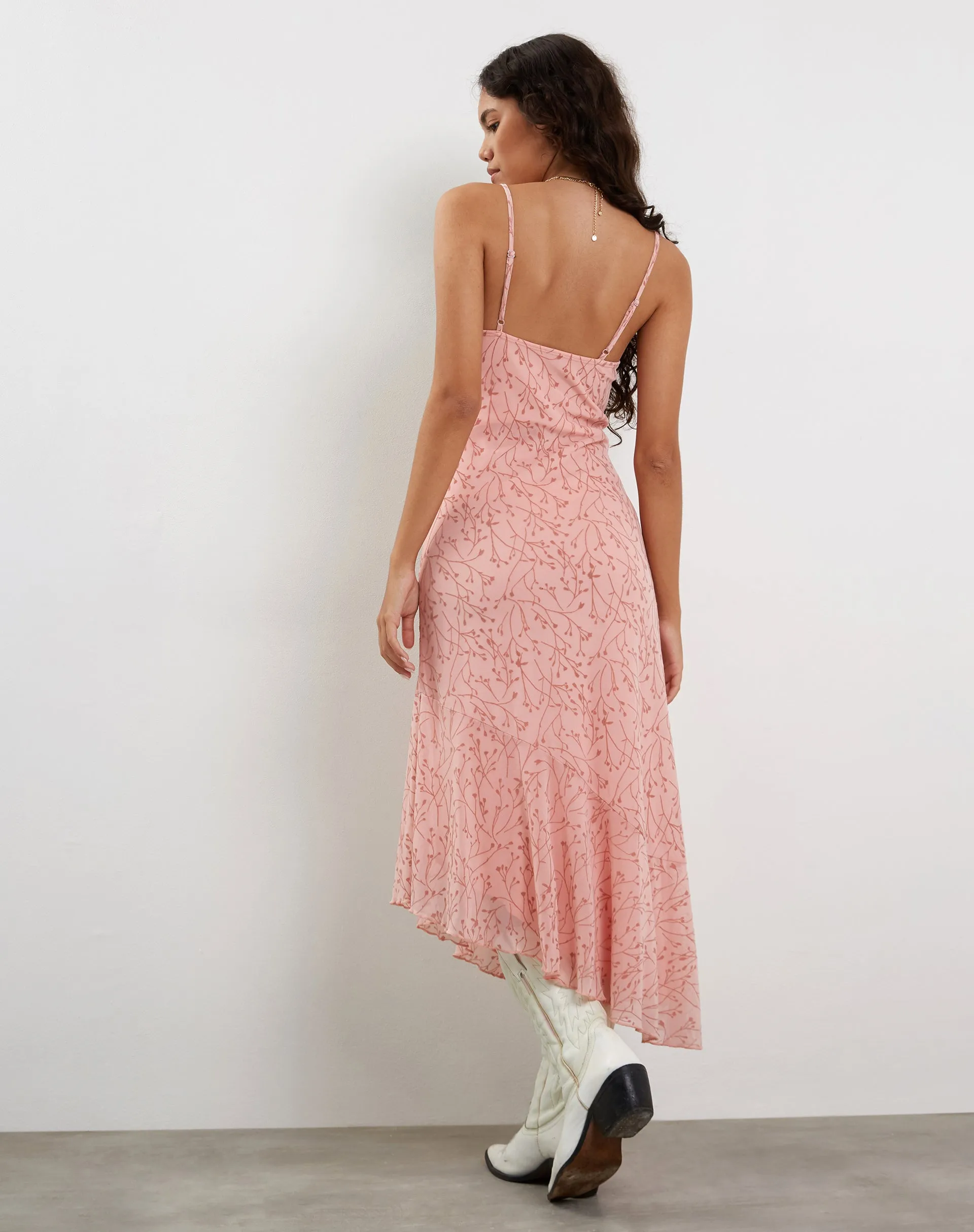 Kavala Asymmetric Midi Dress in Shadow Floral Pink sold by Motel Rocks product image thumbnail 3
