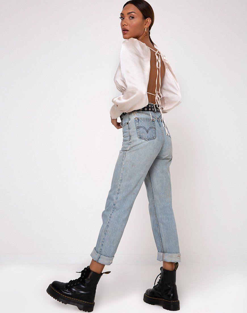 Adoria Crop Top in Satin Ivory sold by Motel Rocks product image thumbnail 4