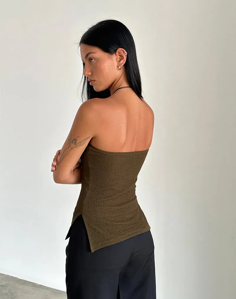Sadi Tube Top in Textured Chocolate sold by Motel Rocks product image thumbnail 4