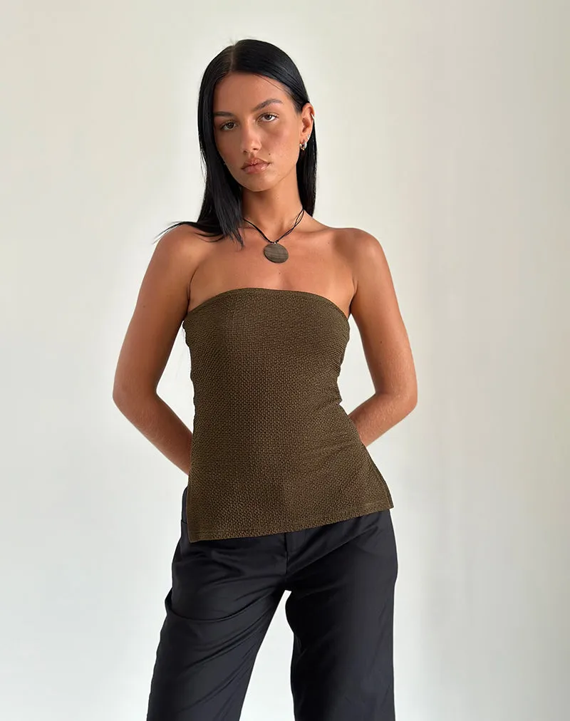 Sadi Tube Top in Textured Chocolate sold by Motel Rocks product image thumbnail 2