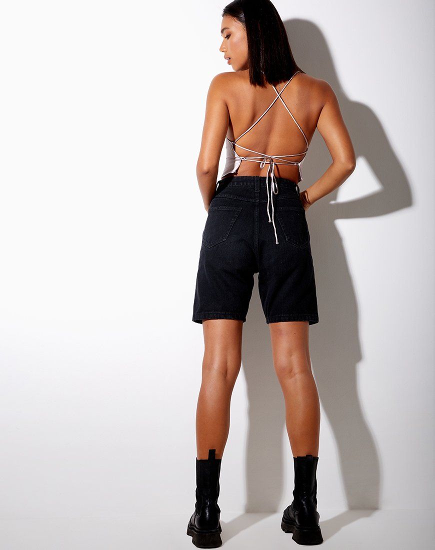 Belisa Crop Top in Satin Silver Grey sold by Motel Rocks product image thumbnail 4