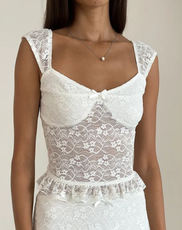 Brietta Cami Top in Lace Ivory sold by Motel Rocks