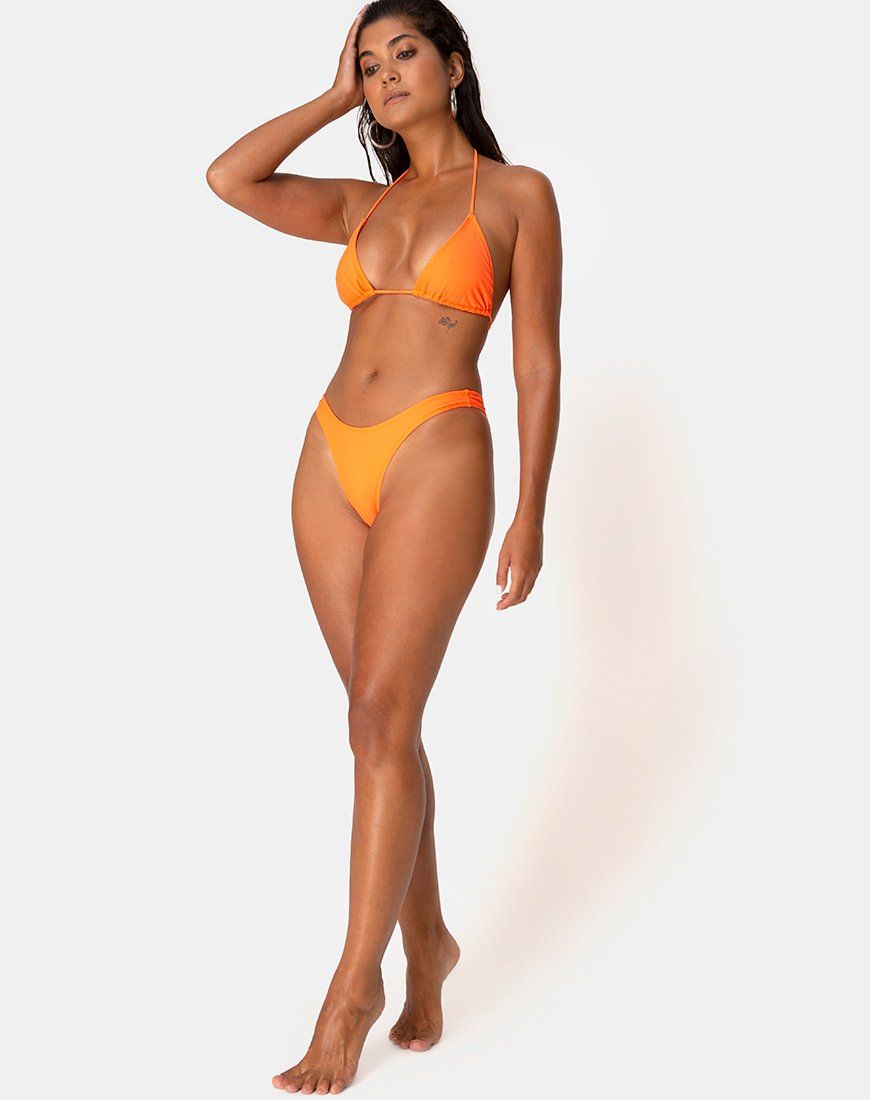 Makida Bikini Bottom in Matte Orange sold by Motel Rocks