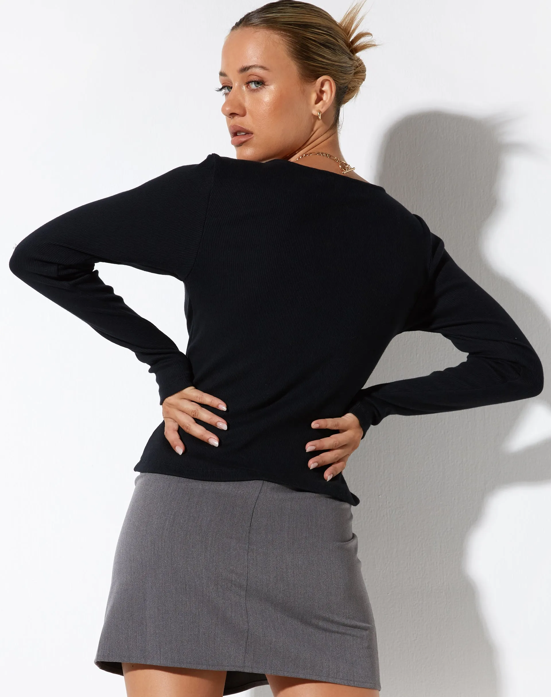 Xiur Cardi in Rib Black sold by Motel Rocks product image thumbnail 2