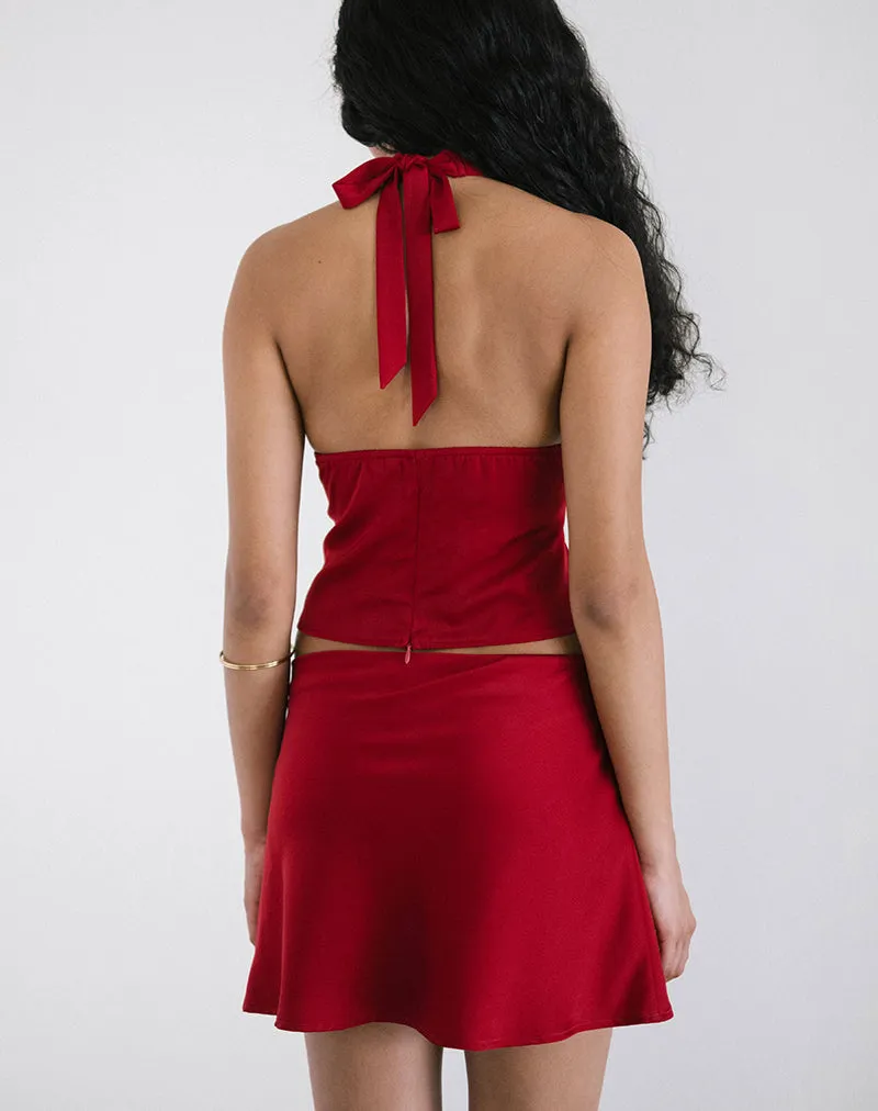 Nidya Aline Mini Skirt in Dark Red sold by Motel Rocks product image thumbnail 3