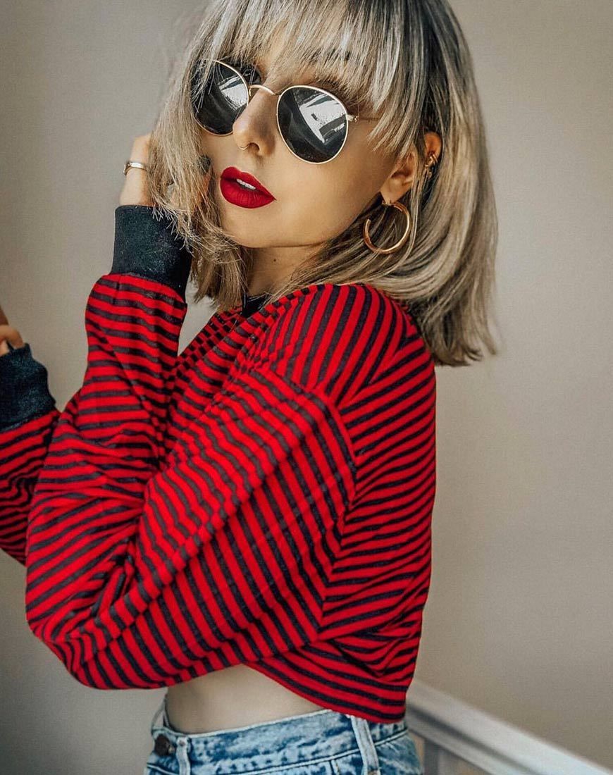 Goce Crop Top in Mini Stripe Red and Black sold by Motel Rocks product image thumbnail 2