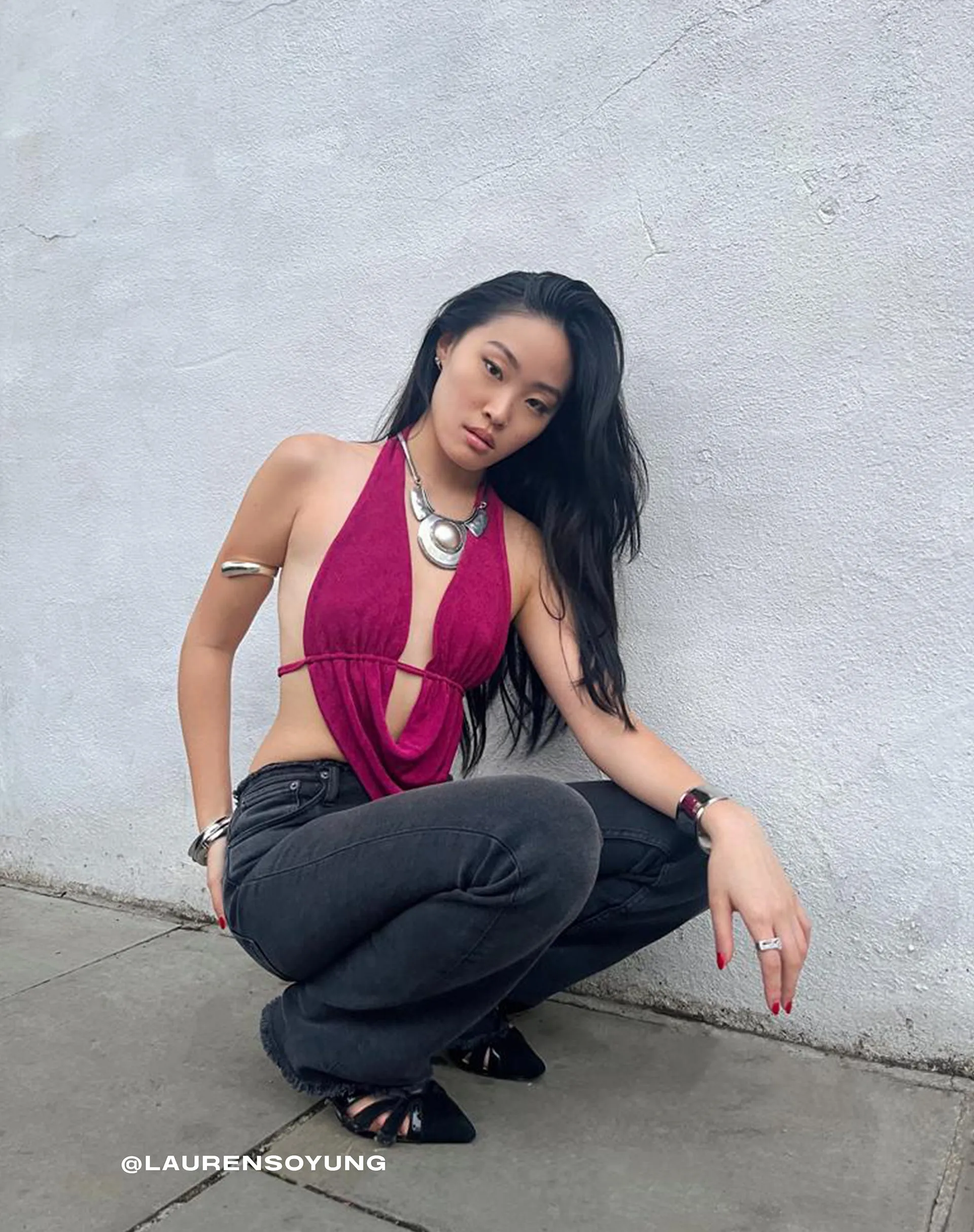 Nindita Halterneck Crop Top in Magenta Purple sold by Motel Rocks