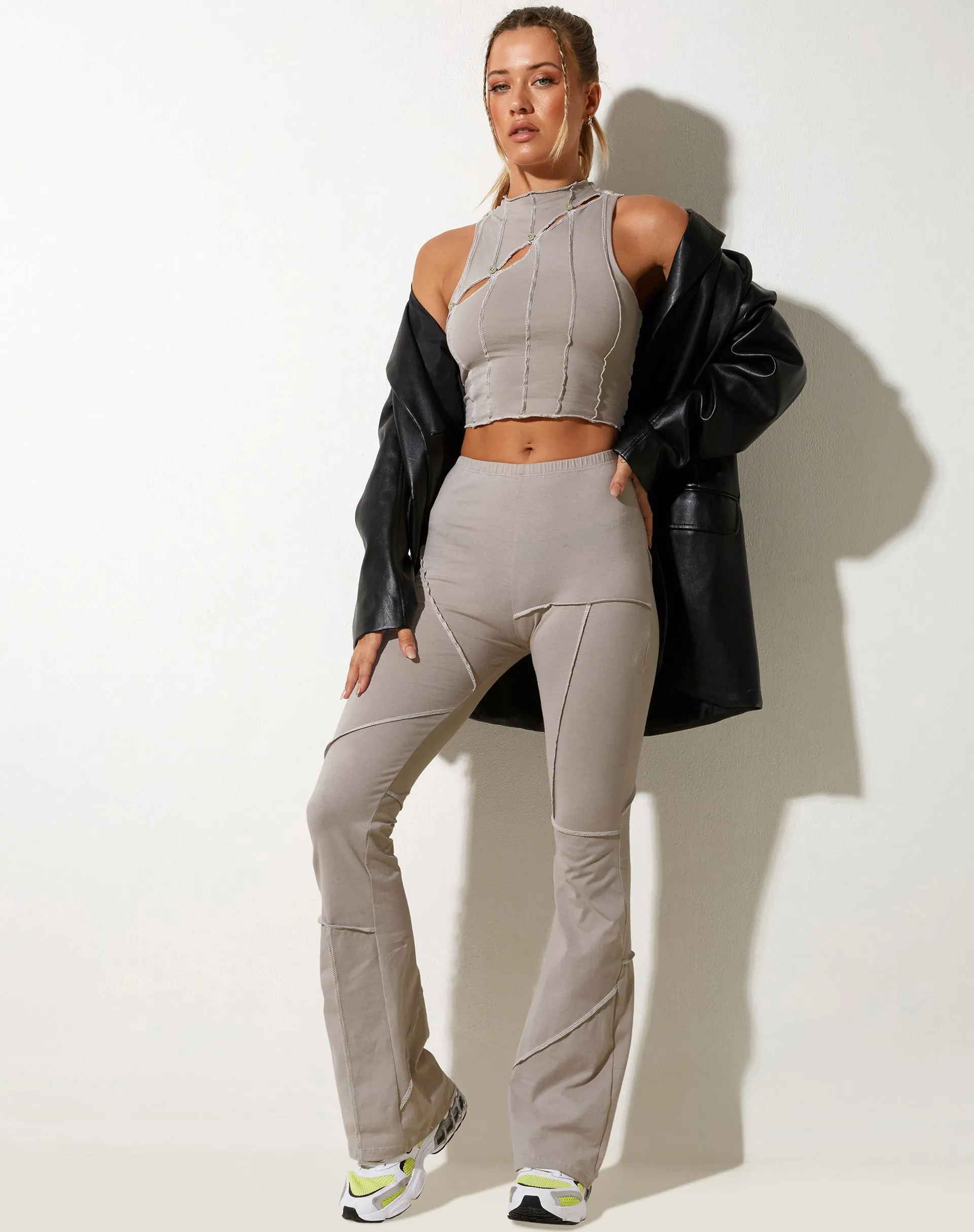 Helvy Crop Top in Lycra Oat Milk sold by Motel Rocks product image thumbnail 3