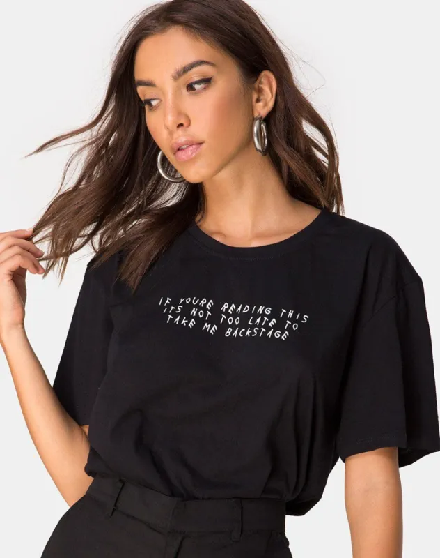 Oversize Black Tee in Black on Tour "staff" by Motel sold by Motel Rocks