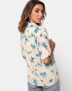 Hawaiian Shirt in Rose Blossom Blue sold by Motel Rocks