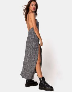 Hime Maxi Dress in Ditsy Leopard Grey sold by Motel Rocks