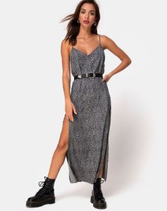 Hime Maxi Dress in Ditsy Leopard Grey sold by Motel Rocks