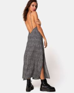 Hime Maxi Dress in Ditsy Leopard Grey sold by Motel Rocks