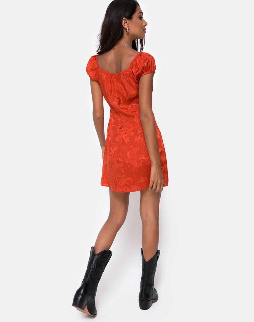 Gaval Mini Dress in Satin Rose Rust sold by Motel Rocks product image thumbnail 5