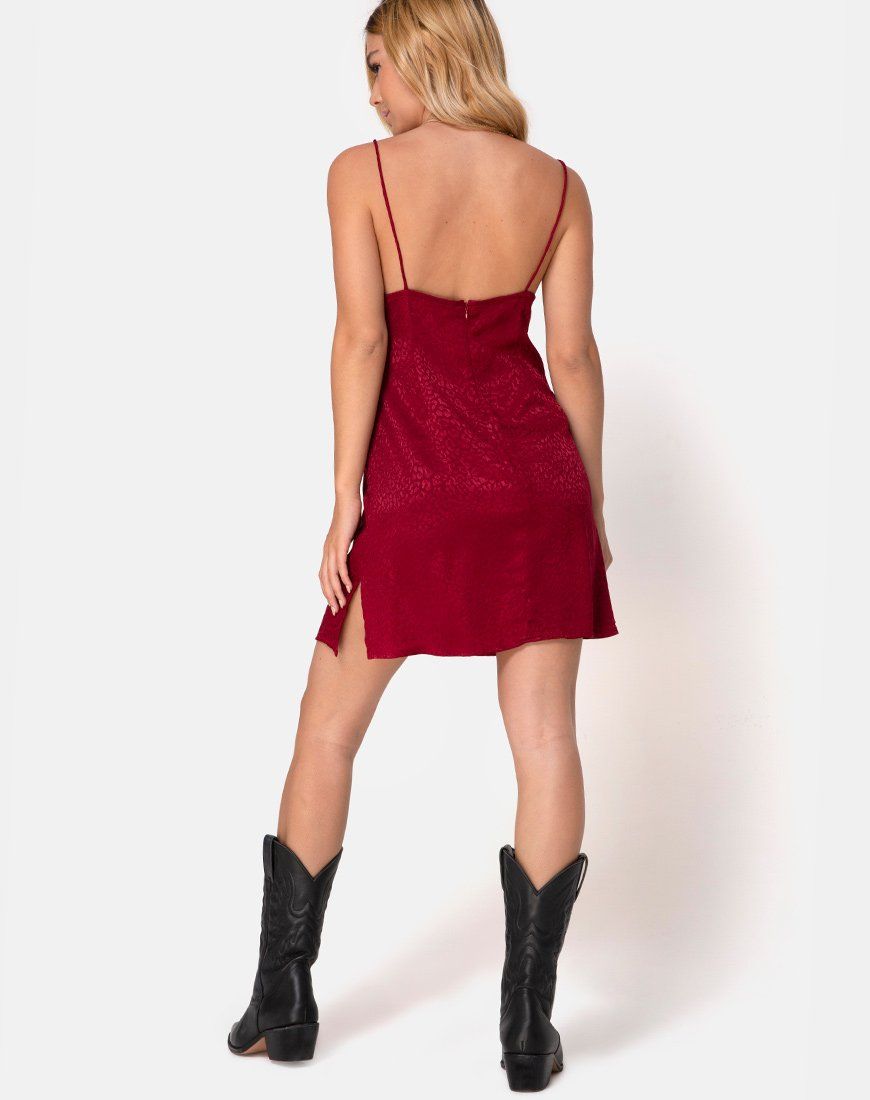 Rilia Slip Dress in Satin Cheetah Raspberry sold by Motel Rocks product image thumbnail 4