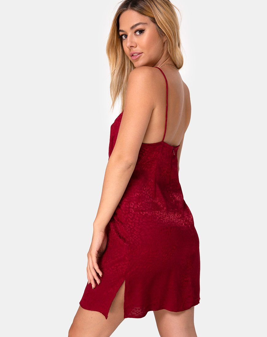 Rilia Slip Dress in Satin Cheetah Raspberry sold by Motel Rocks product image thumbnail 2
