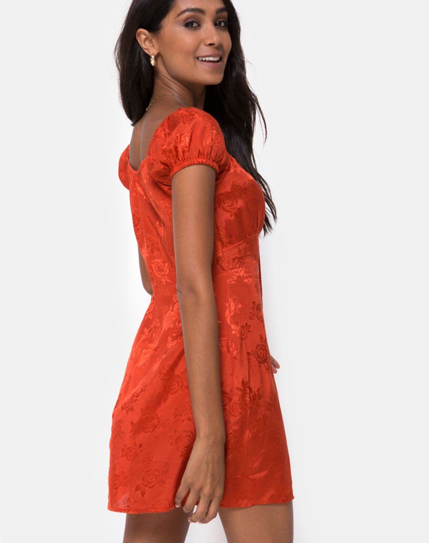 Gaval Mini Dress in Satin Rose Rust sold by Motel Rocks product image thumbnail 3