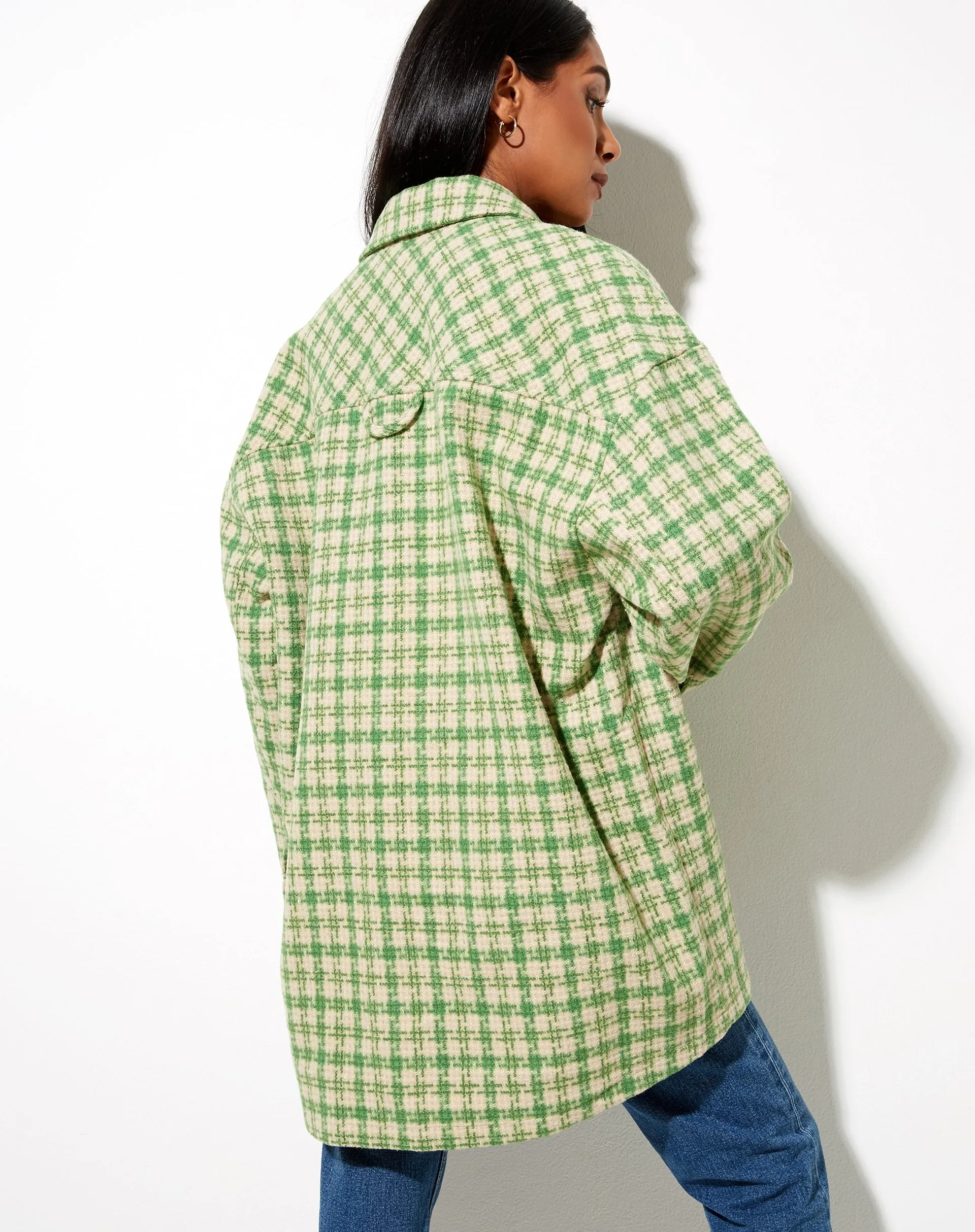 Marcella Shirt in Green and Cream Check sold by Motel Rocks product image thumbnail 2