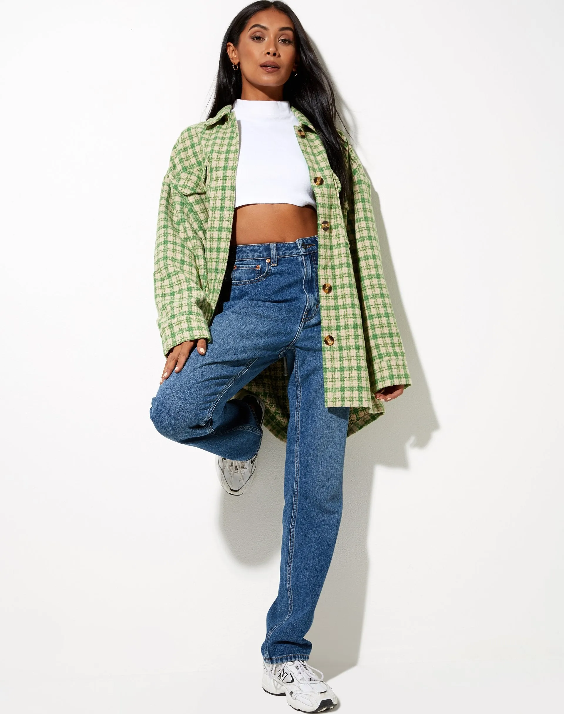 Marcella Shirt in Green and Cream Check sold by Motel Rocks product image thumbnail 3