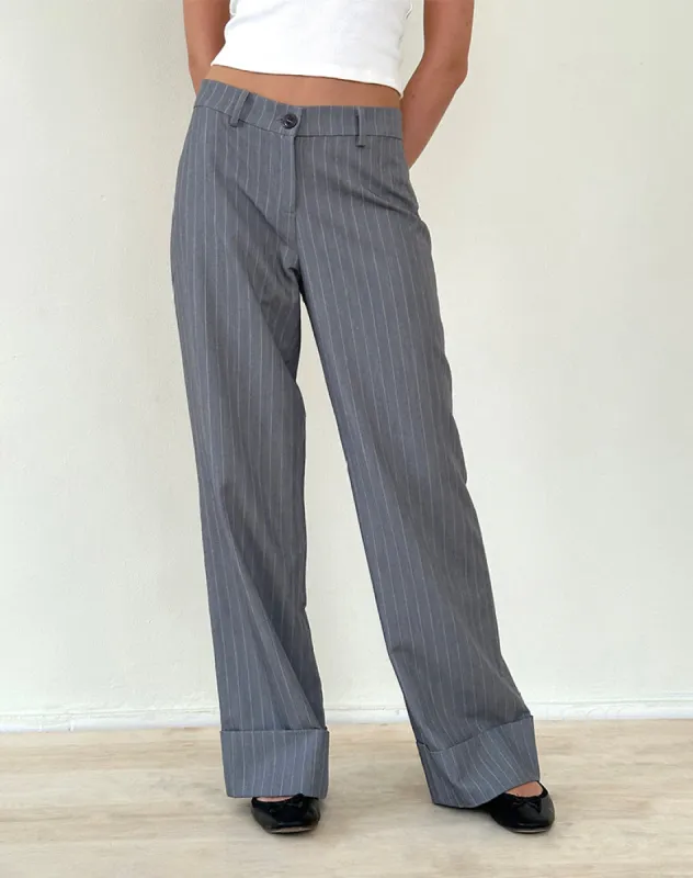 Abba Low Rise Trouser in Grey Pinstripe sold by Motel Rocks