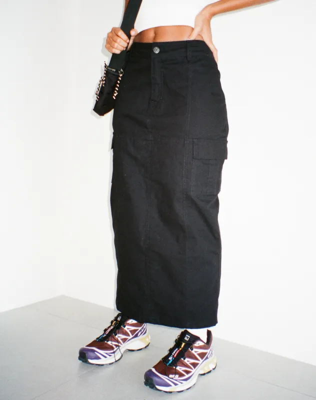 Widya Cargo Midi Skirt in Panama Black made by Motel Rocks