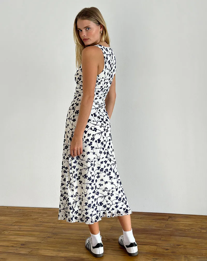 Gabriela Midi Dress in Grunge Floral Flock Cream sold by Motel Rocks product image thumbnail 2