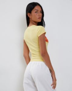Tiona Baby Tee in Lemonade with Summer Flower Print sold by Motel Rocks