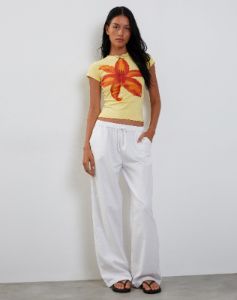 Tiona Baby Tee in Lemonade with Summer Flower Print sold by Motel Rocks