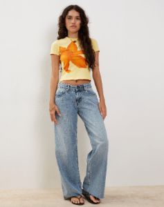 Tiona Baby Tee in Lemonade with Summer Flower Print sold by Motel Rocks
